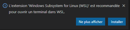 Avertissement wsl remote