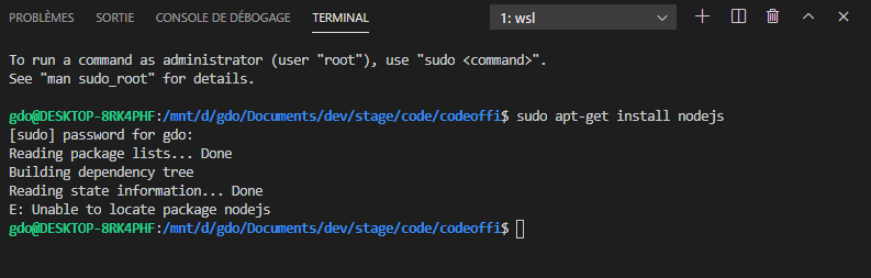 nodejs don't exist